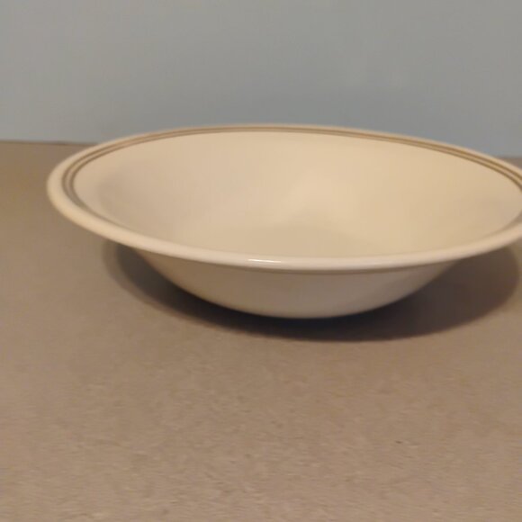 Mt Clemens Pottery Serving Bowl Brown Band Rim - Picture 3 of 4